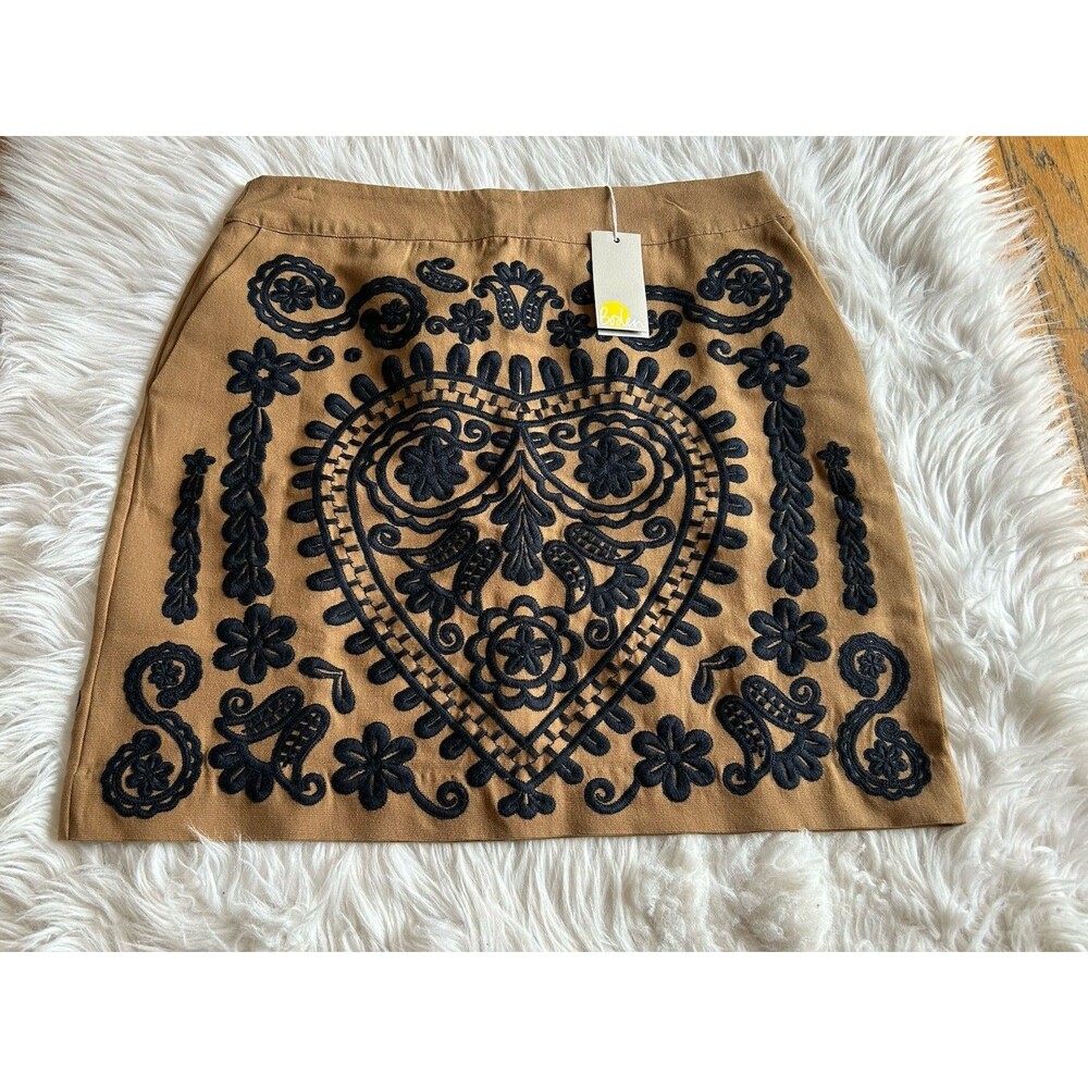 BODEN Women’s Size 10 Camel Brown Embroidered Mini Skirt NWT W/Pockets - Picture 8 of 15